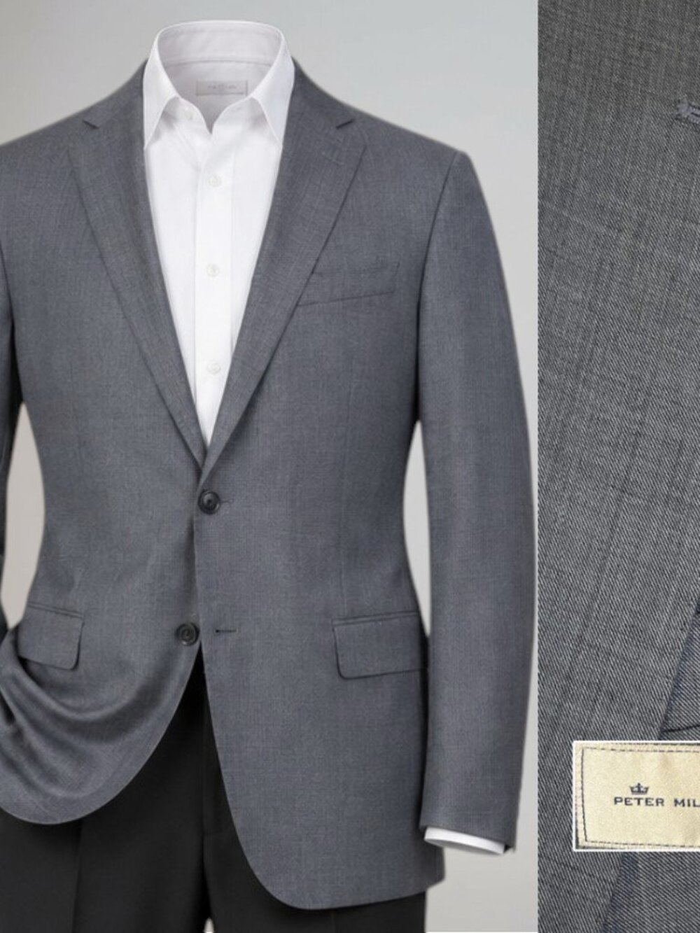 Peter Millar Wool and Mohair Blazer 46XT Steel Gray Blue Suit Jacket